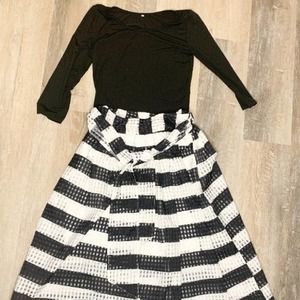 Black and White Striped Outfit - 2 pc